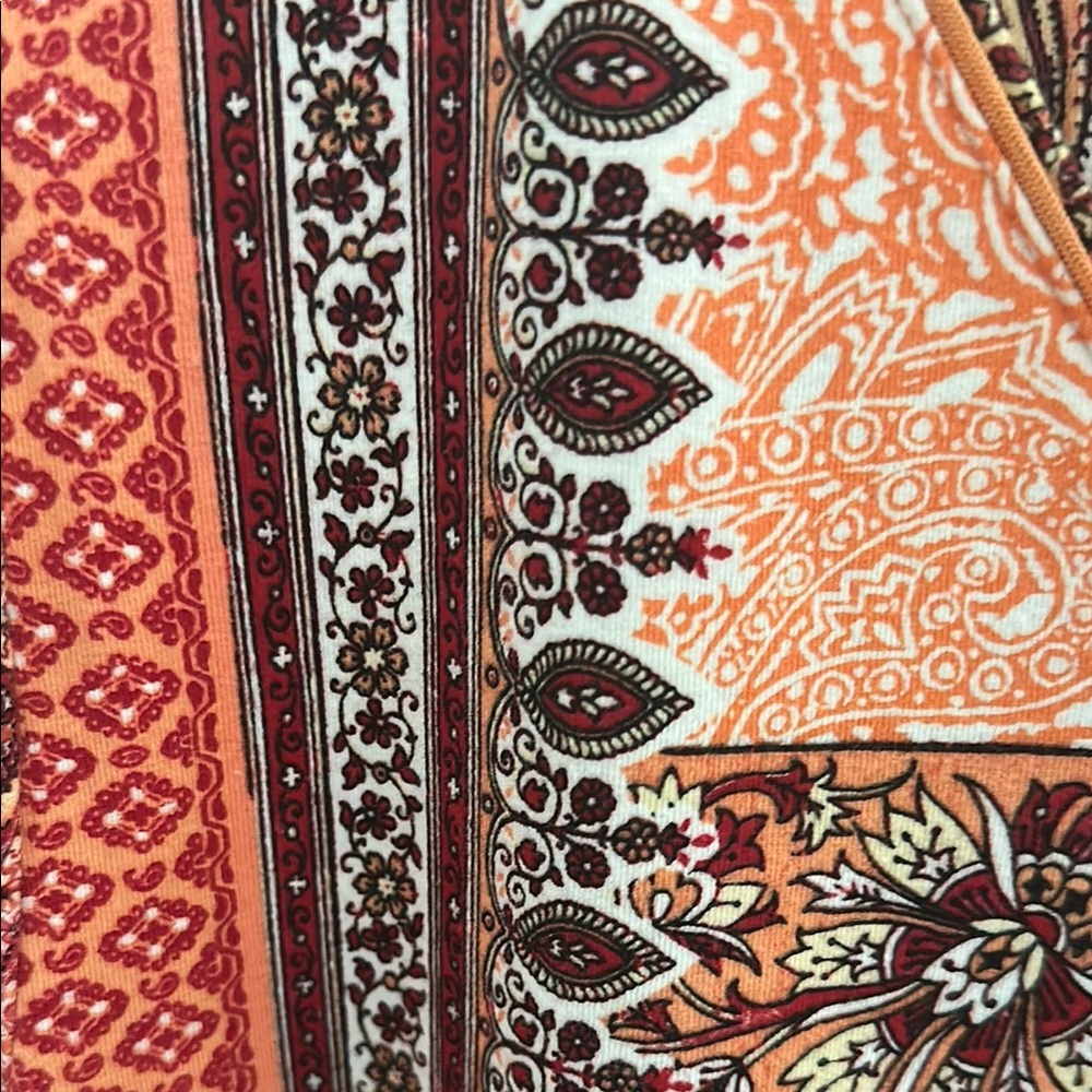 Chico's Women's Red and Orange Patchwork Blouse - Picture 6 of 12